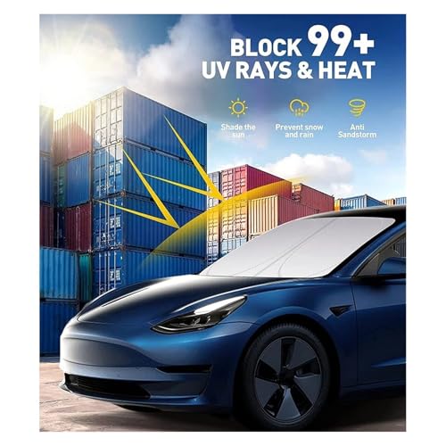 Parasol de parabrisas para Tesla Model 3 y Y plegable protector solar 3