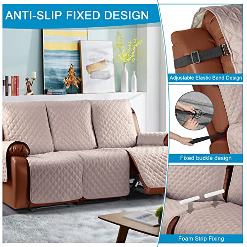 Image of TAOCOCO Recliner Couch Covers,3 Seater Recliner Covers,Waterproof Recliner Covers,Non Slip Recliner Sofa Covers,Reclining Chair Covers for Pets,Recliner Protector with Pockets(Beige,More Pink)