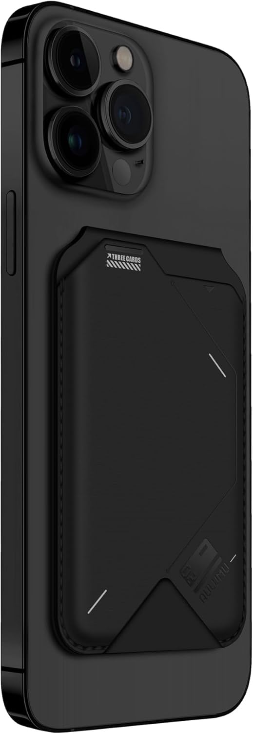Aulumu G02 [2 in 1] Portafoglio Magnetico & Supporto, Compatibile con MagSafe, Supporto Regolabile, Finestra Aperta per ID, Portafoglio Mag-safe per Serie iPhone 16/15/14/13/12 - Nero