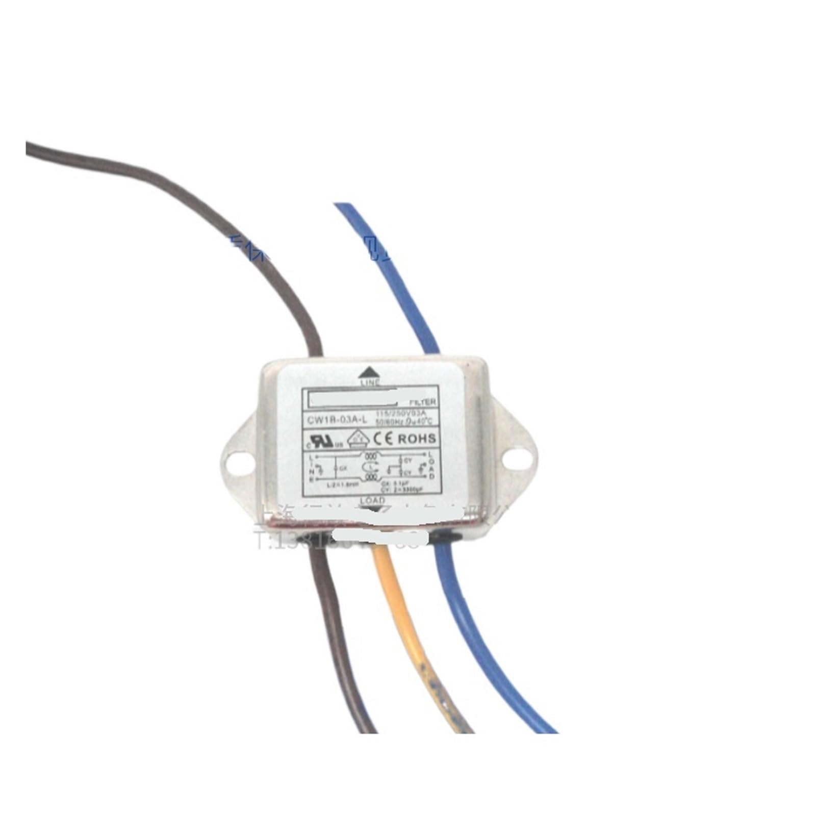 Filtre AC 50HZ monophasé CW1B-3A-L avec alimentation de type ligne pour réduction des bruits