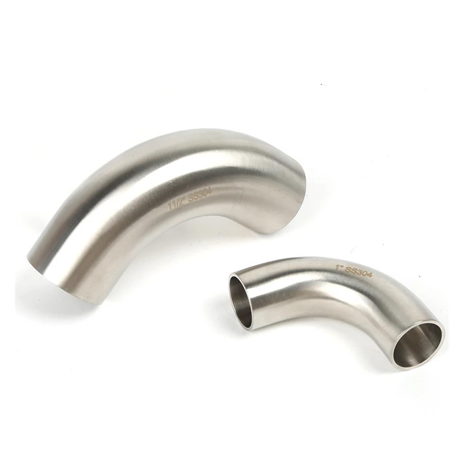Codo largo de acero inoxidable pulido SS304 de alta pureza para soldadura técnica de 90°
