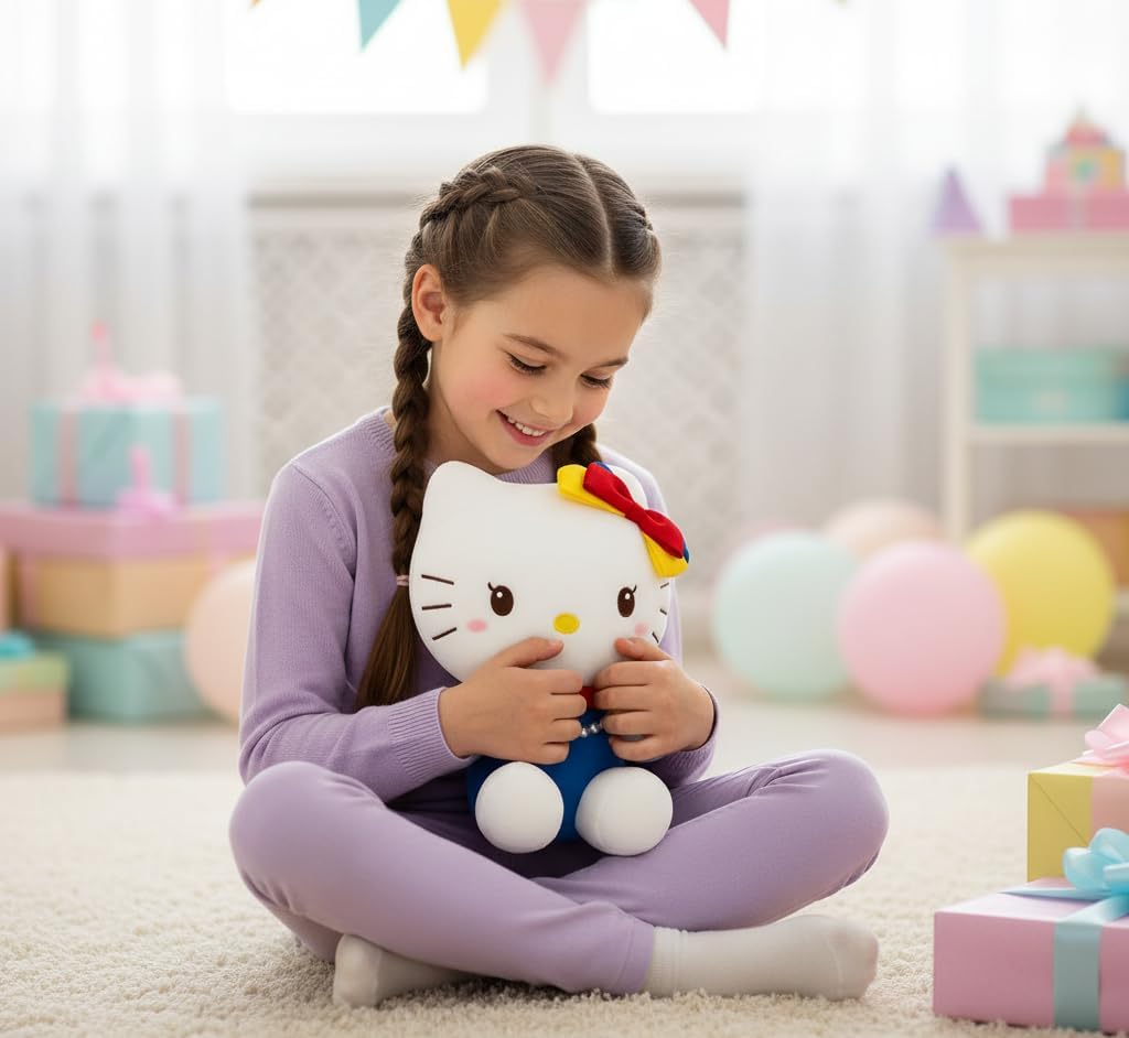 Kitty Plushie 10" – Adorable Kawaii Cat Stuffed Animal, Cute Soft Plush Doll Toy Gift for Kids, Teens, Girls, and Kitty Lovers, Collectible Cuddly Decor (Pearls Classic)
