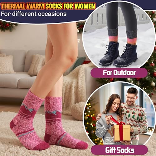 Image of 3 Pairs Thermal Warm Socks for Men & Women Thick Winter Extra Warm Insulated Boot Ski Socks for Cold Weather
