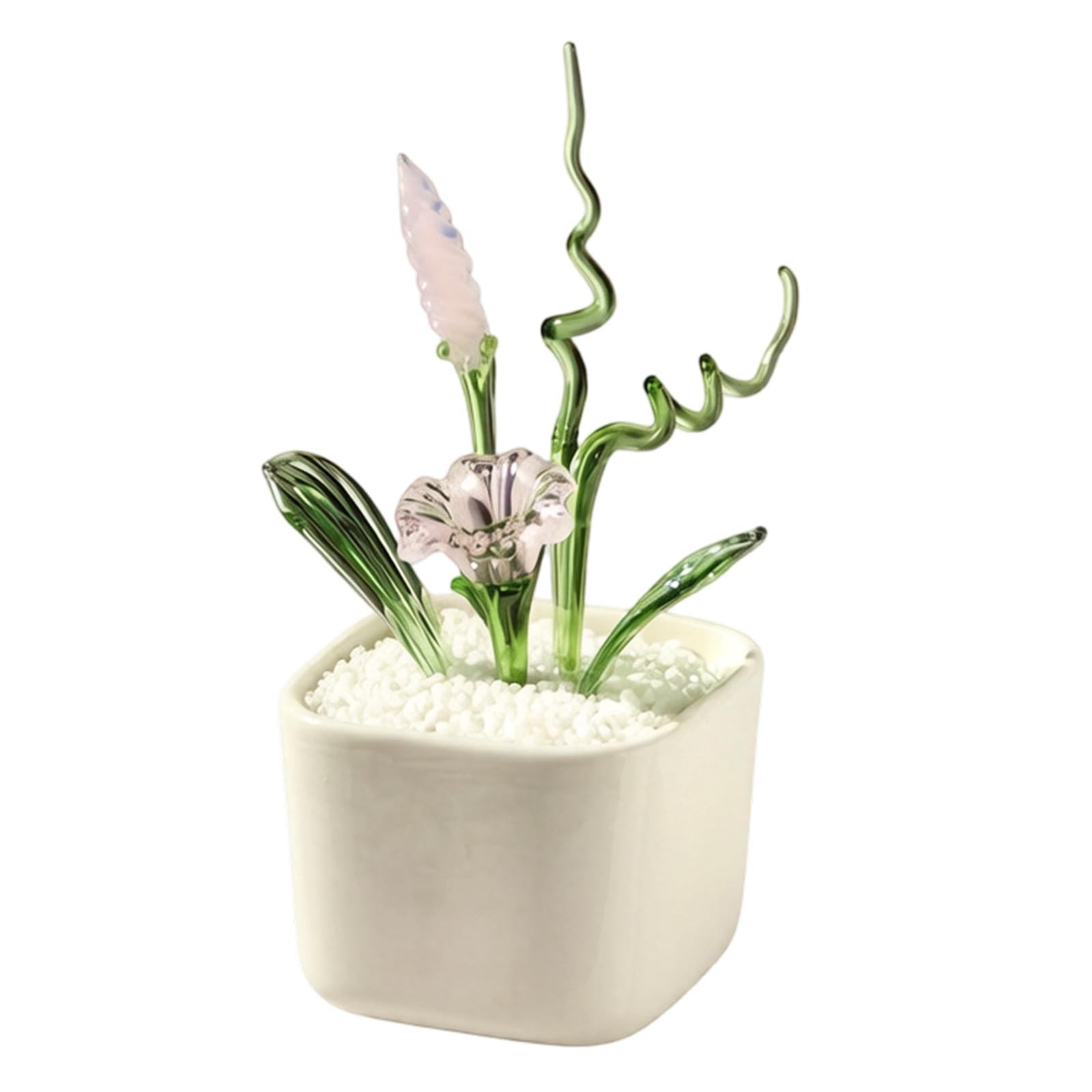 Handcrafted Glass Artificial Flower Centerpiece with Realistic Blooms for Workspaces Ornament Miniature Home Decoration Tabletop Low Maintenance
