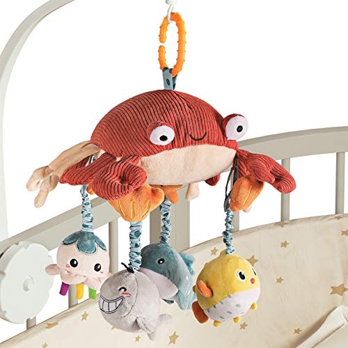 TUMAMA Crab Crib Mobile Hanging Toy with Tummy Time Mirror, Activity Plush Animal Stroller Baby Toys Gifts Sets for 0 3 6 9 12 Months, Newborn, Infant, Toddlers