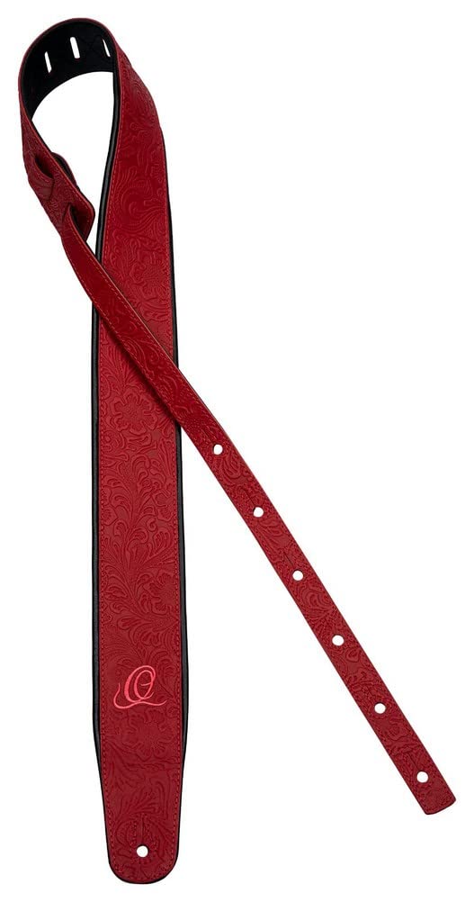 Ortega Guitars Gitarrengurt Länge Verstellbar - Akustik Gitarre / Bass, E-Gitarre, E-Bass - Byzantine Series - Echtleder, Byzantine Fire (OSBY-3)