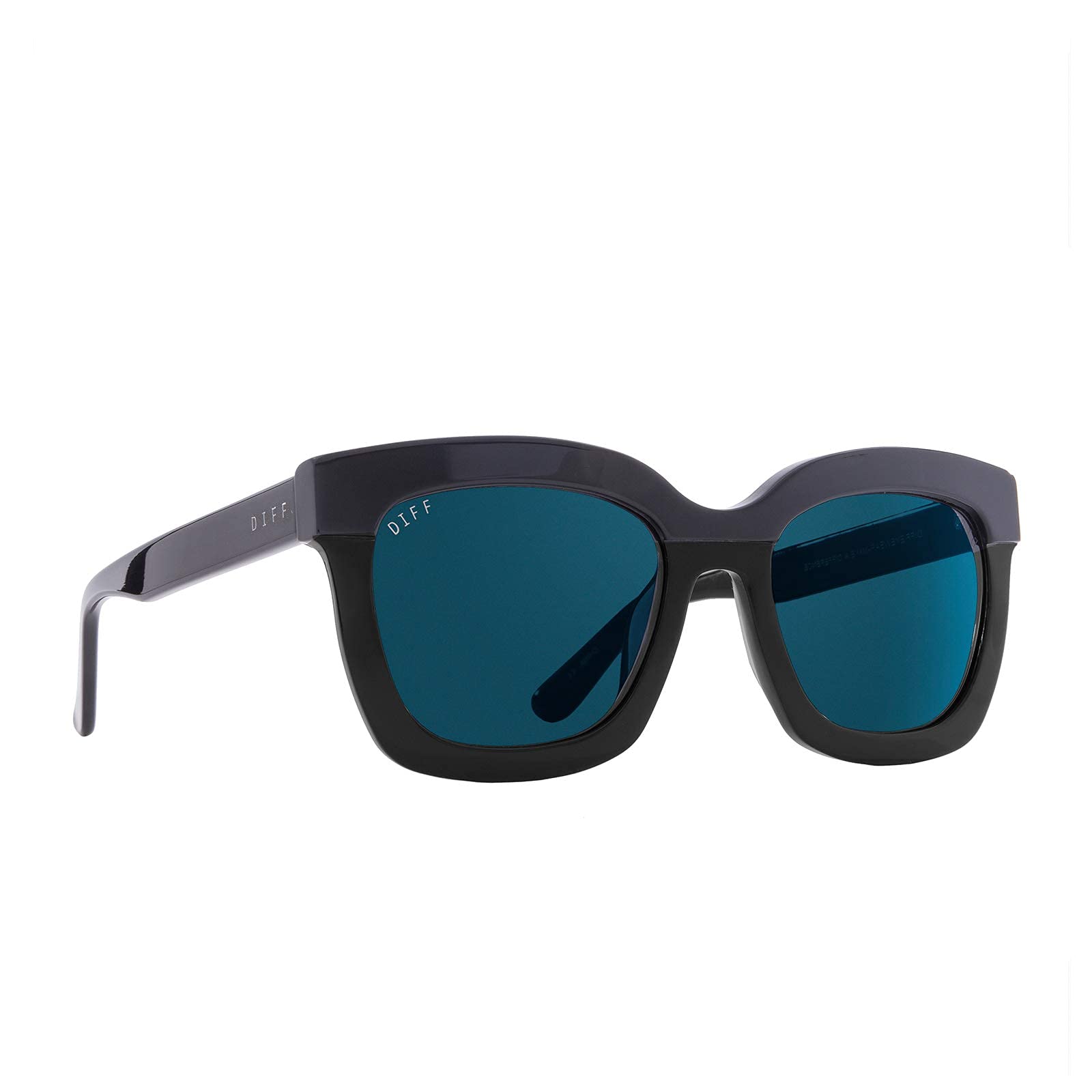 Carson Designer Square Oversized Sunglasses for Women 100% UVA/UVB Polarized Protection, Black fashion frames, Black + Dark Smoke Polarized, Oversized