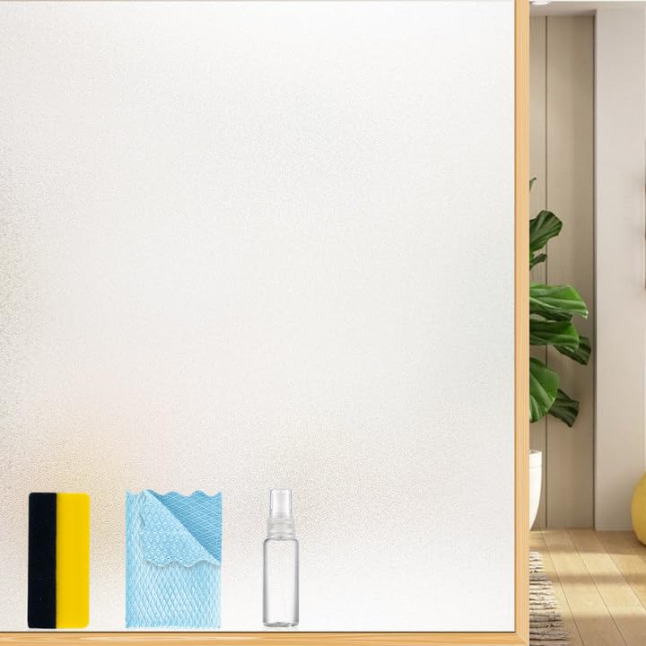 Pellicola per Vetri Smerigliati - Con Strumenti di Installazione, Antisbircìo, Adesivo Statico, Controllo del Calore, Protezione UV, Ideale per Porte di Uffici Casa o Bagno 75 x 400 cm