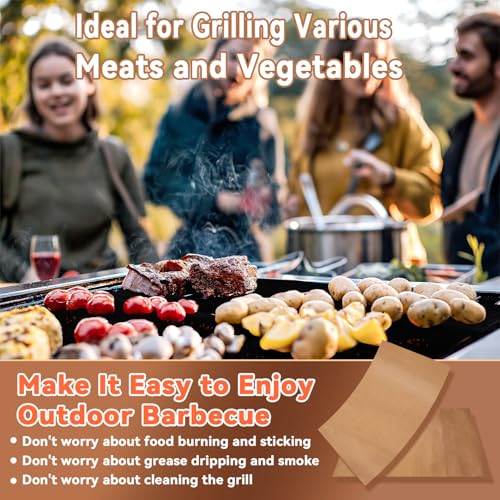 Outdoor Grill Mats - Set of 5 Non-Stick Teflon Grilling Mats for Gas and Charcoal Grills