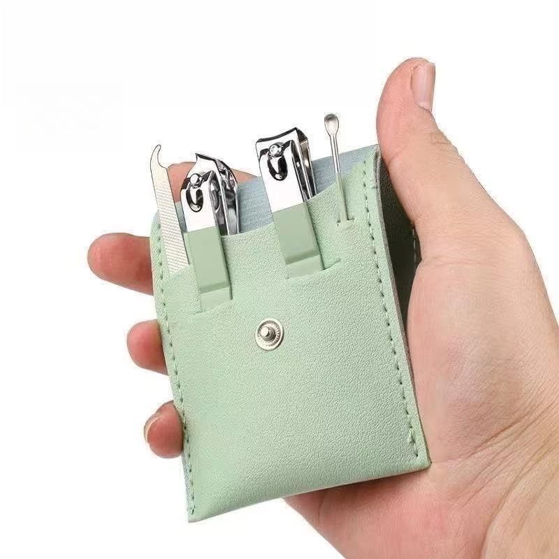 4pcs Stainless Steel Nail Clipper Set - Professional Manicure Pedicure Tools with Cuticle Pusher and Ear Spoon Portable — view 3