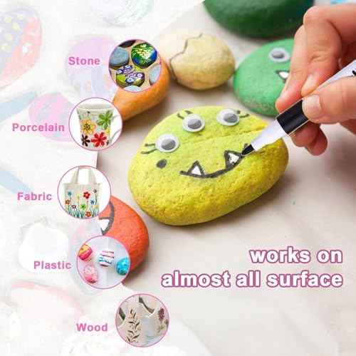 Image of BOLT BEE Acrylic Paint Markers with Brush Tips, Quick-Drying Waterproof Ink for Rock, Plastic, Wood, Canvas, Glass, Ceramic, Metal Art Crafts Projects (24 Color Acrylic Marker)