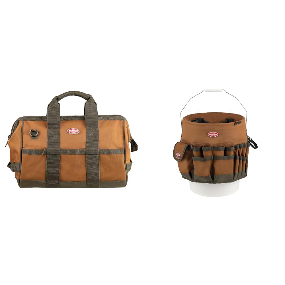 Bucket Boss Gatemouth 16 Tool Bag and Bucketeer Bucket Tool Organizer Bundle 60016 and 10030