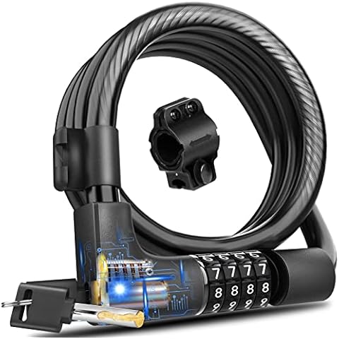 KEYSTP Bike Lock Cable with Combination & Key Cover