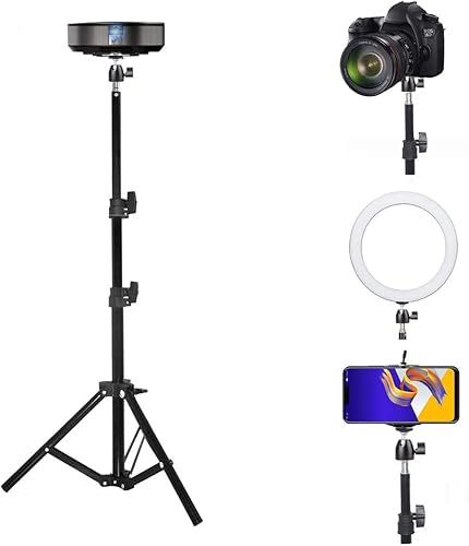 Trípode para proyector con cabezal de bola mejorado, soporte de piso portátil de 18 a 39 pulgadas, soporte de trípode plegable para piso, soporte