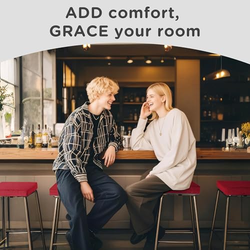Image of AddGrace Anti-Slip Bar Stool Cushions Square Bar Stool Seat Cushions with Ties Set of 2 Small Square Chair Pads with Machine Washable Cover 12 inchX12 inchX2 inch (Red)