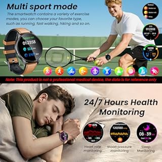 Smartwatch Herren mit EKG+𝐇𝐑𝐕 Blutdruck 𝐁𝐥𝐮𝐭𝐳𝐮𝐜𝐤𝐞𝐫: Smart Watch Uhr 1,43" Rund AMOLED Lederarmband Armbanduhr Wasserdicht Herzfrequenz Schrittzähler Telefonfunktion Fitnessuhr Android iOS