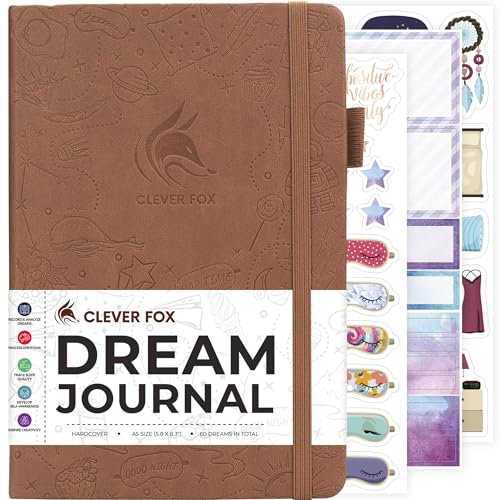 Clever Fox Dream Journal Guided Dream Diary for Women Men & Kids Hardcover Dream Notebook Log Book for Dream Journaling (Dark Terracotta)
