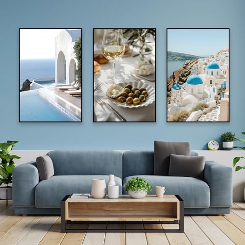 Toile de voyage rétro et affiche murale de la côte grecque pour décoration haut de gamme