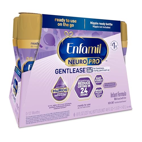 Image of Enfamil NeuroPro Gentlease Ready-to-Use Baby Formula, Brain and Immune Support with DHA, Clinically Proven to Reduce Fussiness, Crying, Gas & Spit-Up in 24 Hours, Non-GMO, 8 Fl Oz Bottles (6 Count)