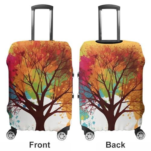 Colorful Tree Luggage Cover, Elastic Luggage Protector Fits 19-32in Suitcases, Washable & Anti-Scratch Suitcase Cover for Men Women M3