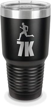Mens 7K 30 oz Laser Engraved Polar Camel Stainless Steel Vacuum Insulated Tumbler w/Clear Lid running runner men boy trophy type - Customizable - Black