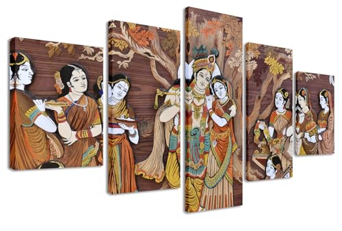 Radha Krishna Wall Decor for Living Room Watercolor Indian God