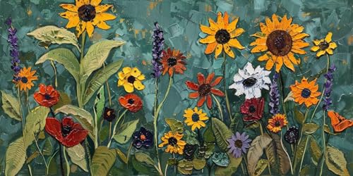 Peinture Diamond fleurs décoration murale salon 40x80 cm