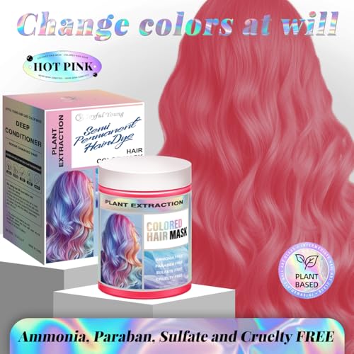 Semi Permanent Hair Color Mask 10.15OZ Hot Pink miniatura 5
