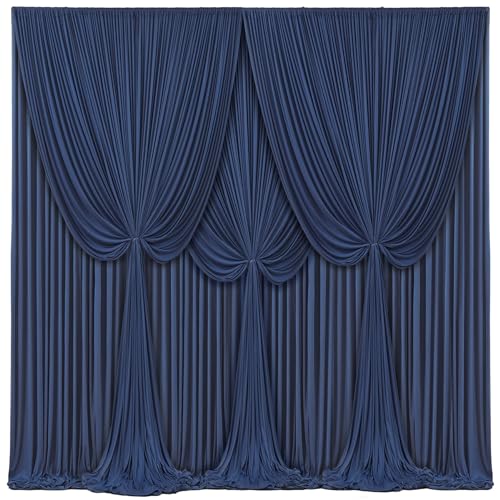 4 Panels Navy Blue Backdrop Curtains for Wedding Party Wrinkle Free Backdrops Curtain Drapes Fabric Decorations Photo Back Drop Cloth for Baby Shower Photography Stage Reception 20ft(W) x 12ft(H)