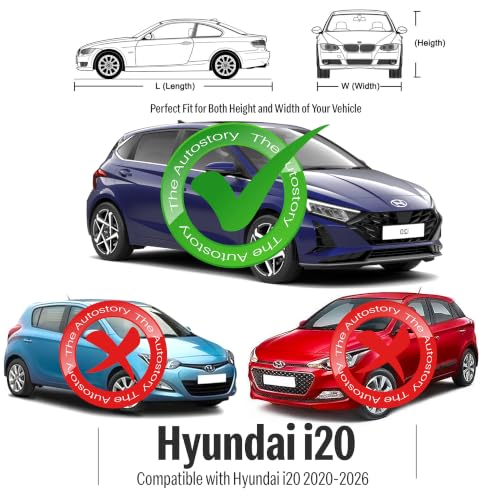 Image of AutoStory New i20 Car Cover | Dustproof Lightweight Car Body Cover | Custom Fit for Hyundai i20 2020-2026 | Mirror Pocket | Lightweight | Indoor & Outdoor | Mirror Pockets, Elastic Bottom