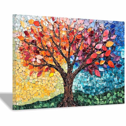 Peinture arbre de vie art moderne 50x70cm avec cadre de qualité supérieure
