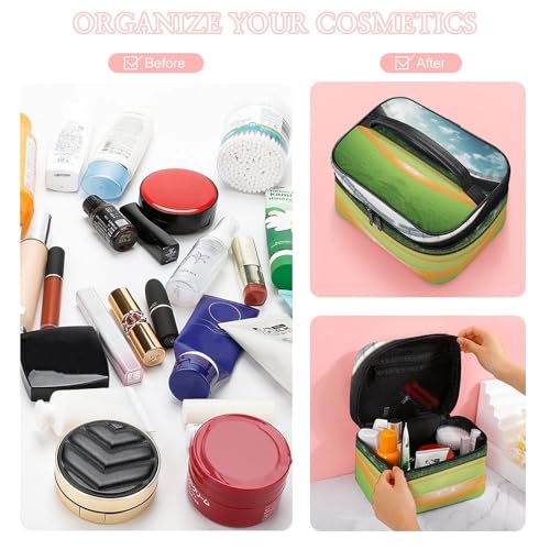 Bolsa de maquillaje para mujer con asa portátil grande e impermeable de viaje 7