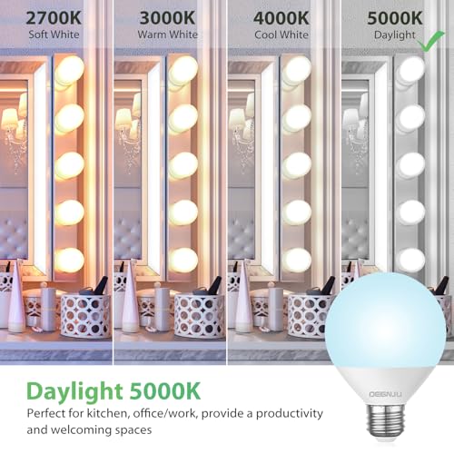 Image of DEGNJU LED Vanity Light Bulbs, 60W Equivalent, Bathroom Light Bulbs 5000K Daylight White, 800 Lumens, G25 Globe Bulb for Makeup Mirror, Round Shape, 7W, 120V, Non-Dimmable, 12 Pack