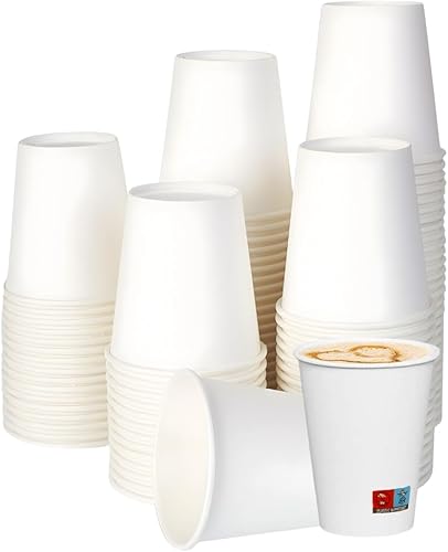 Weiße Einweg-Pappbecher | Robust und thermisch geeignet für Cappuccino, Kräutert