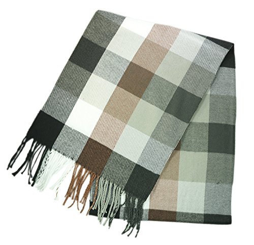 Unisex Plaid Cashmere Feel Winter Scarf 7 Comets - Fawn Plaid Checkers