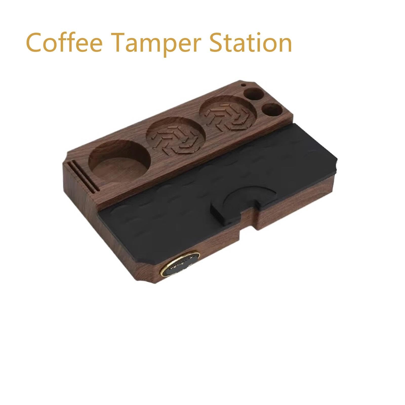 Estación De Apisonamiento De Café, Portafiltro De Café Expreso, Alfombrilla De Almohadilla De Manipulación, 51mm, 54mm, 58mm, Herramienta De Barista for Máquina De Café Expreso(Wood Grain)