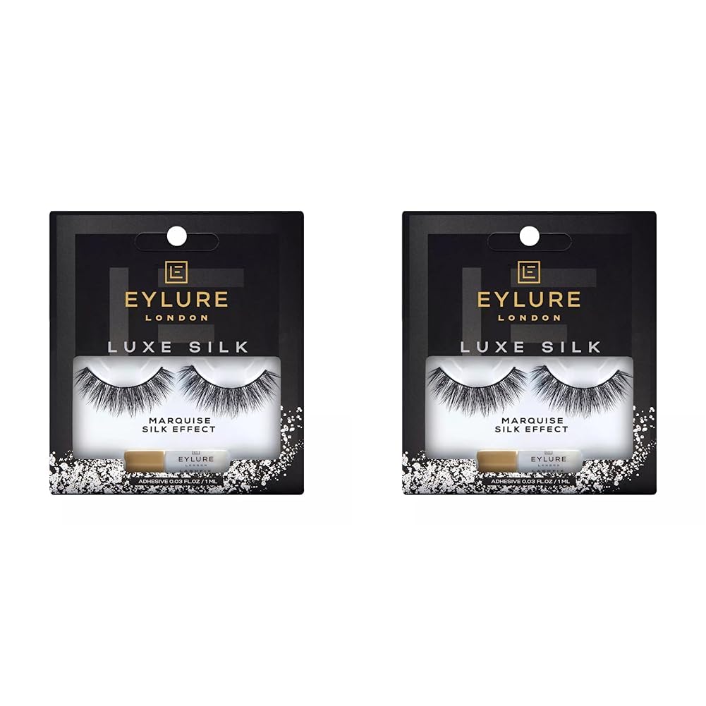 EylureLuxe Silk Marquise Reusable Eyelashes, Adhesive Included, 1 Pair (Pack of 2)