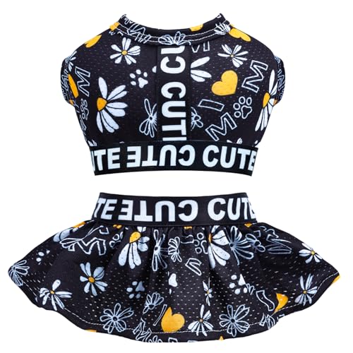 Image of CuteBone Two Piece Dog Sports Dress Athleisure Puppy Skirt Lightweight Small Dogs Girl Clothes Cat Apparel SPS14L