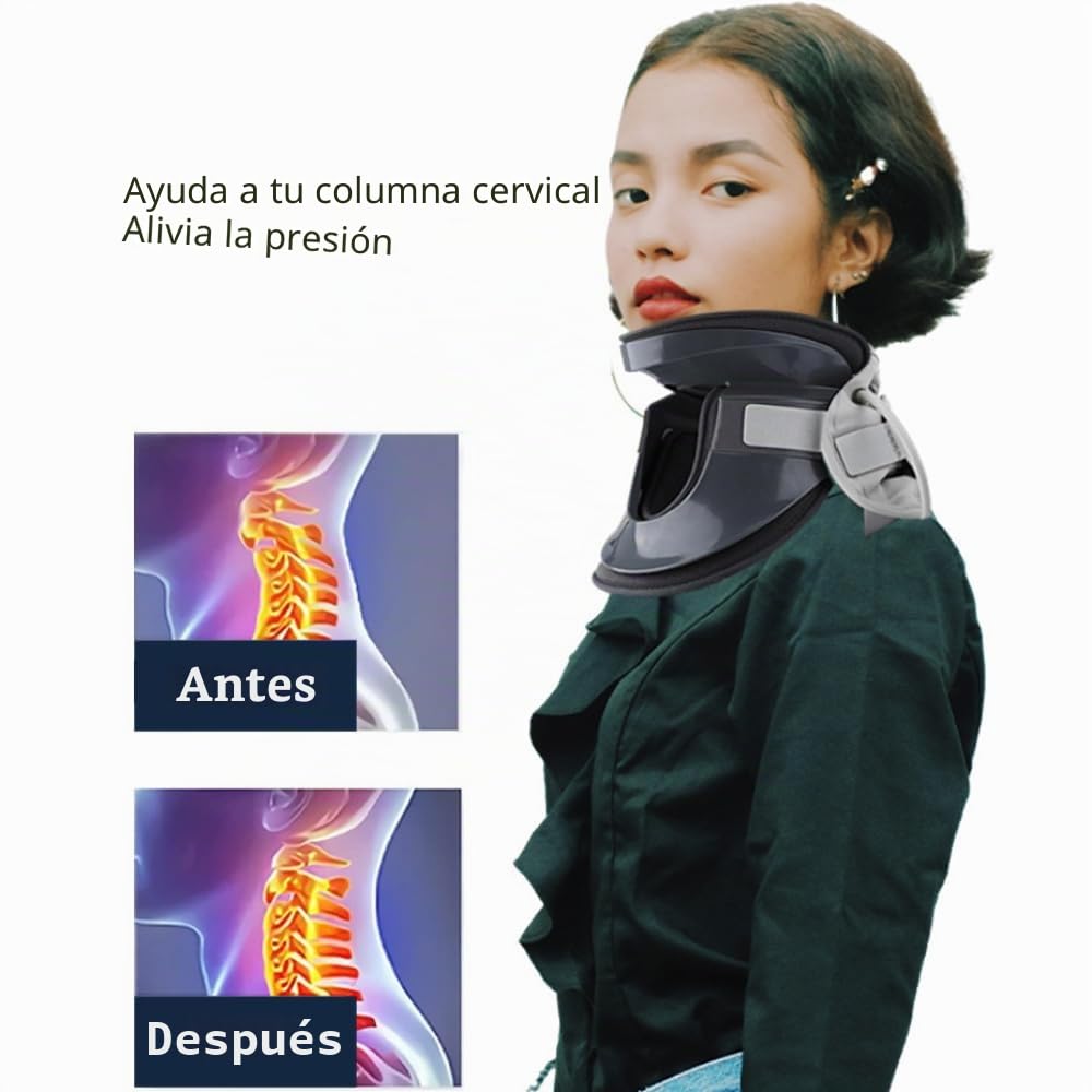 NEWFUN Dispositivo De Tracción Cervical,Collarin Cervical,Alineador Cervical Stress Inmune,Estirador de Cuello Tracción Ajustable,Soporte de Cuello Inflable,para Aliviar el dolor de Cuello
