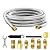 Upgraded 12 Feet High Pressure Propane Hose Extension, Braided Gas Line with Conversion Coupling 3/8" Flare to 1/2" Female NPT, 1/4" Male NPT, 3/8" Male Flare, for Heater, Dryer, Fire Pit, Grill