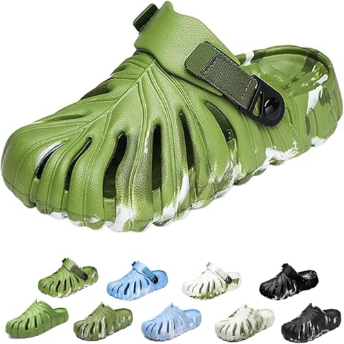 Variegated Monstera Shoes for Women and Men, Monstera Leaf Pattern Slippers Summer, Anti-Slip Soft Plant Print Slides