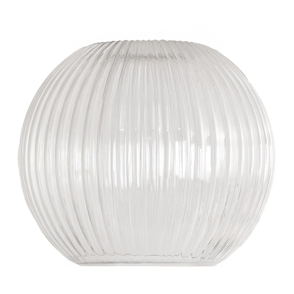 Valuelights Clear Maddison Ribbed Glass Easy Fit Pendant Lamp Shade With Led Bulb