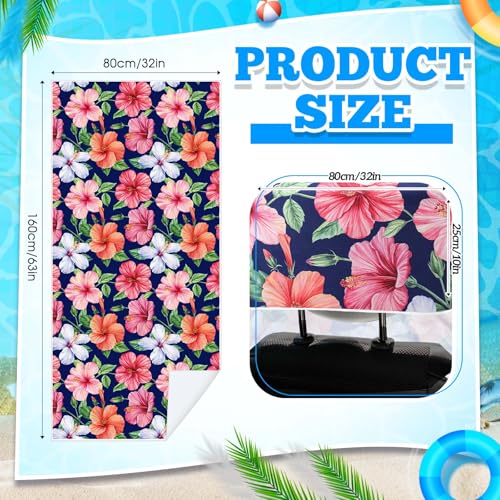 Image of 2 Pack Car Seat Towel Cover with Storage Bag, Summer Flower Hibiscus | 63 x 32 in Car Towel Seat Cover Non Slip Waterproof, Gym Workout Swimming Running, Machine Washable Sweat Absorbent Protector