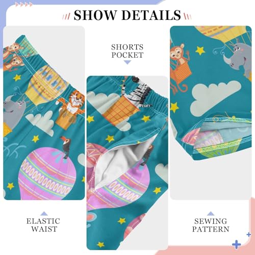 Elephant Tiger Hot Air Balloon Boys Long Pants Soft Trousers Elastic Waist Kids Lounge Bottoms with Pockets S-XL4