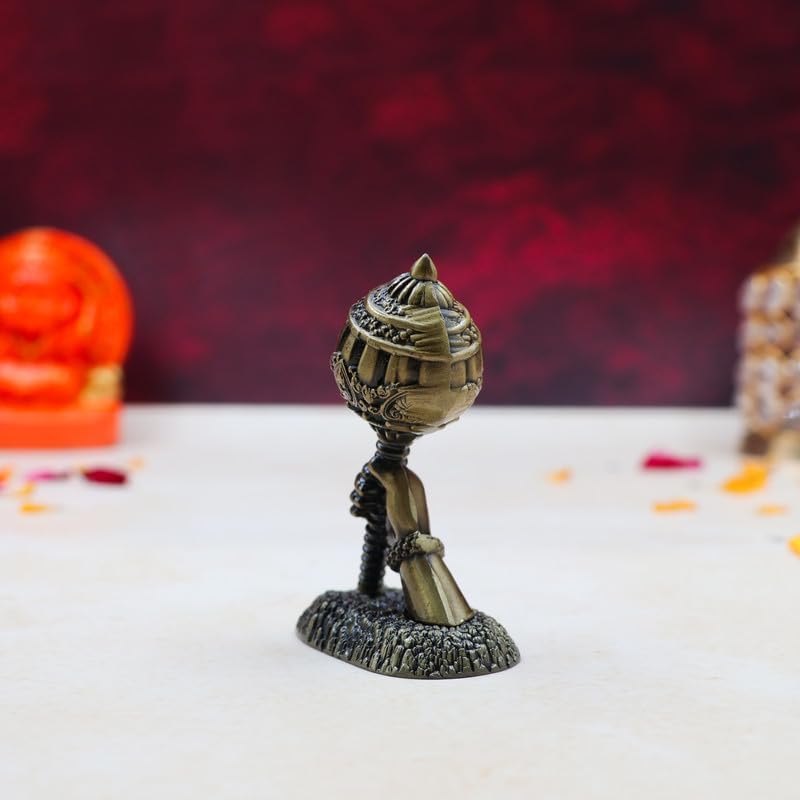 Yoshiva Metal Lord Hanuman Idol with Golden Gada, 7.5 cm Bronze - Image 5