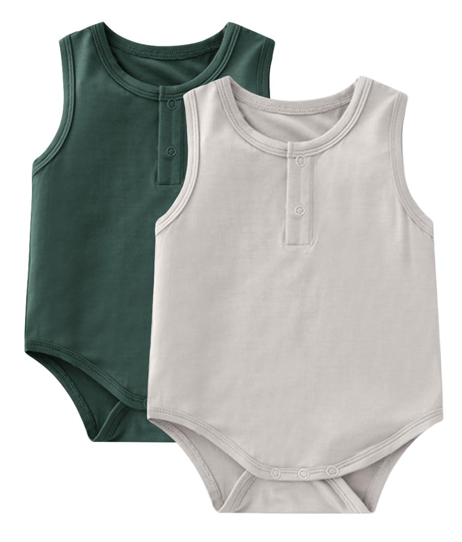 SUZEL Baby Boys Girls Sleeveless Bodysuits, Rayon from Bamboo Rompers for Spring Summer