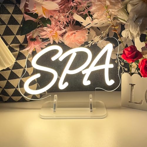Image of SPA Table Number Neon Sign Desk Lamp Night Light Wedding Letter LED Neon Sign Wedding Table Decorations Neon Light Shop Bedroom Home Room Decor Christmas Party Warm White USB 25x15CM