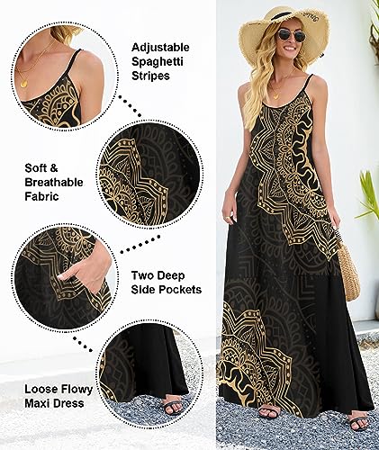 Image of Wolddress Womens Maxi Dress with Pockets 2026 Casual Strap Plus Size Loose Plain Long Office Summer Beach Travel Dresses S-5X