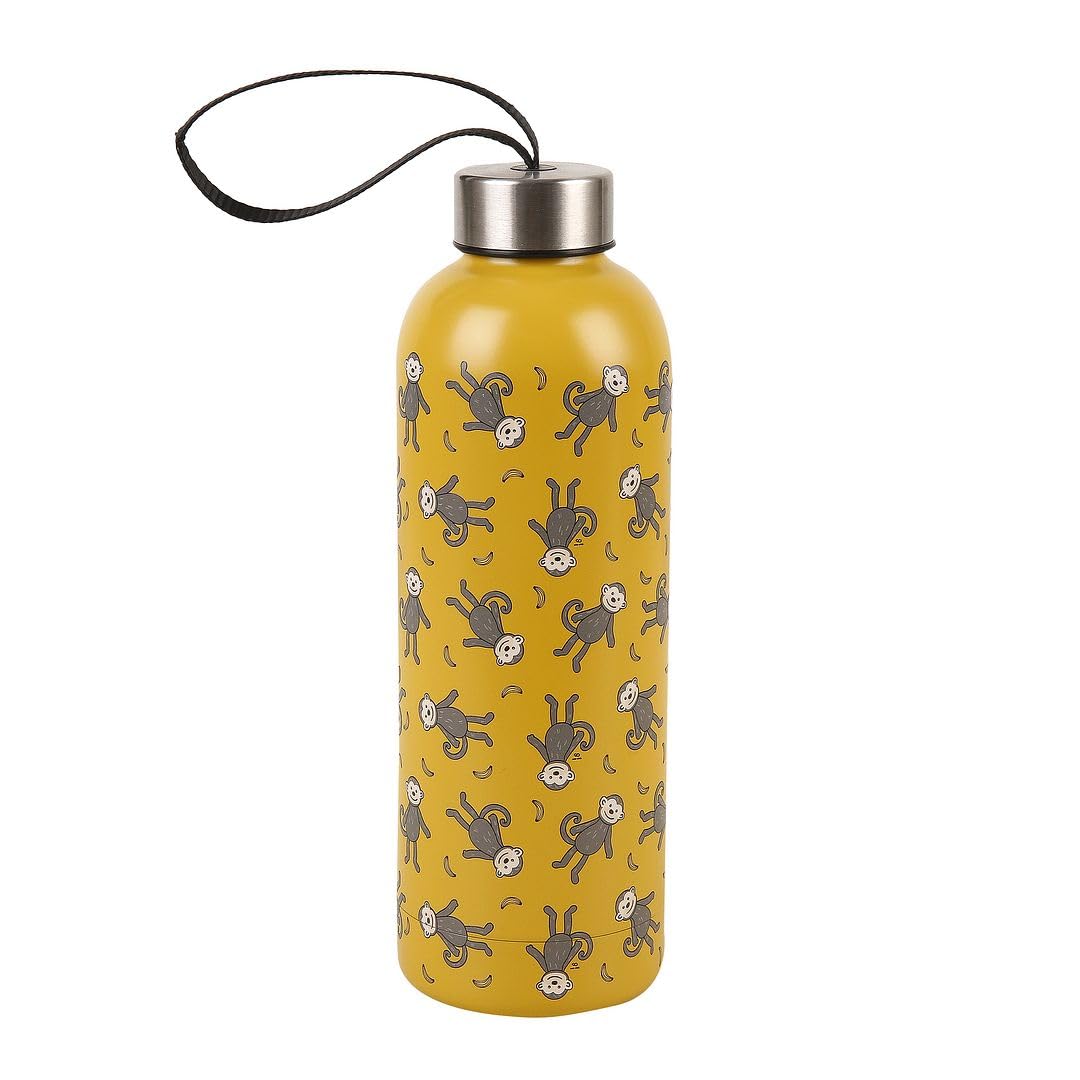 Eco Chic Reusable Thermal Bottle Stainless Steel Leakproof Insulated Water Bottle (Monkeys Mustard)