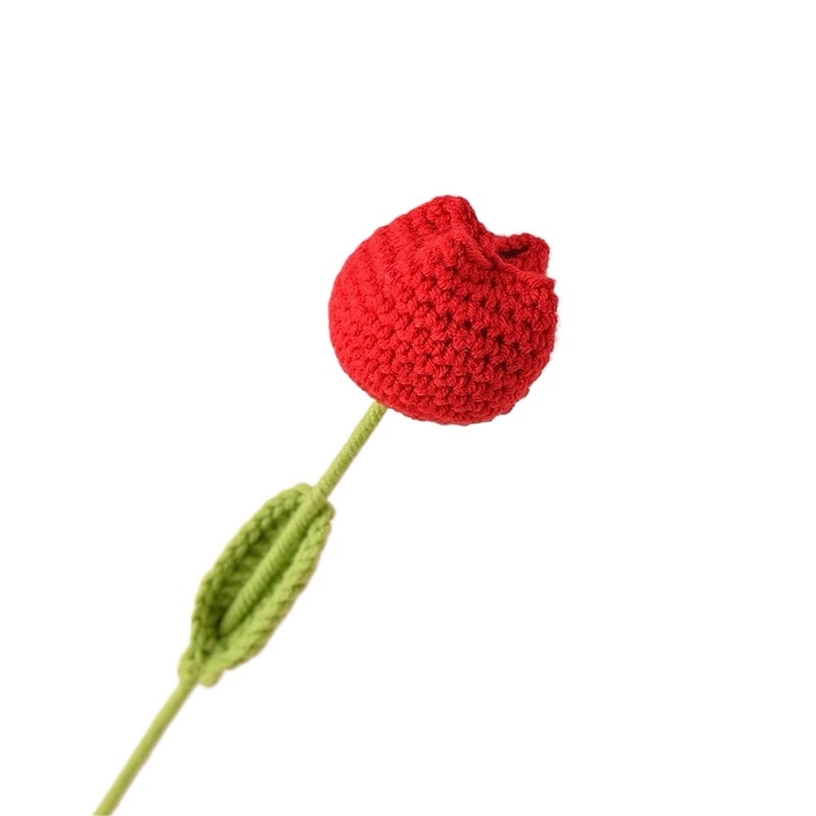ZHSOAO 3pcs Knitting Bouquet Tulip Flower Hand-knitted Fake Flowers Knit Home for Weddings Birthdays(Color1)